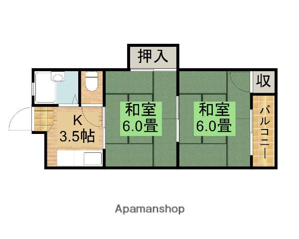 コンパーノ羽衣(2K/2階)の間取り写真
