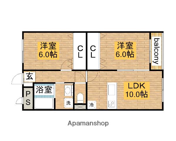 E・TONEハイツ(2LDK/2階)の間取り写真