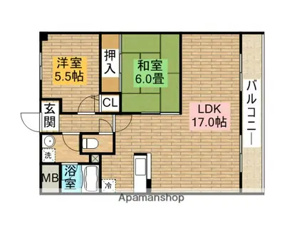 エントピア福泉(2LDK/5階)の間取り写真