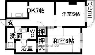 ラポール浜寺(2DK/3階)の間取り写真