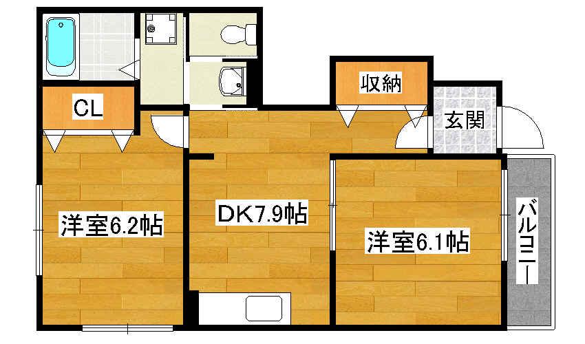 カルムメゾン(2DK/1階)の間取り写真