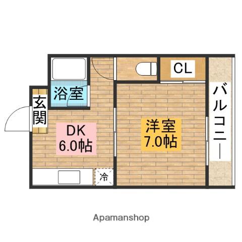 阪和線 鳳駅 徒歩10分 5階建 築39年(1DK/4階)の間取り写真
