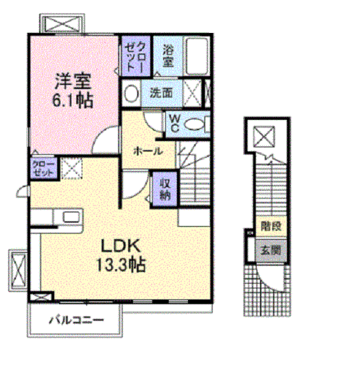 インターヴィラ雅(1LDK/2階)の間取り写真