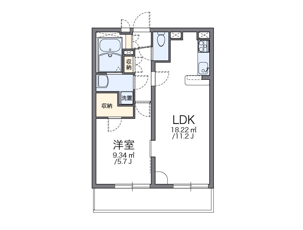 レオパレス 大野芝2(1LDK/2階)の間取り写真