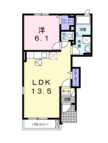 アンフィニ(1LDK/1階)の間取り写真