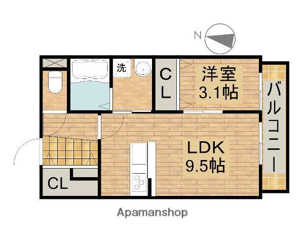 カーサ ビアンカ(1LDK/2階)の間取り写真