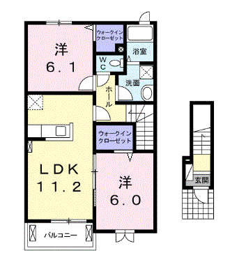 サウスランド(2LDK/2階)の間取り写真
