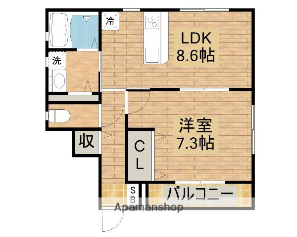 阪和線 北信太駅 徒歩9分 2階建 築9年(1LDK/1階)の間取り写真