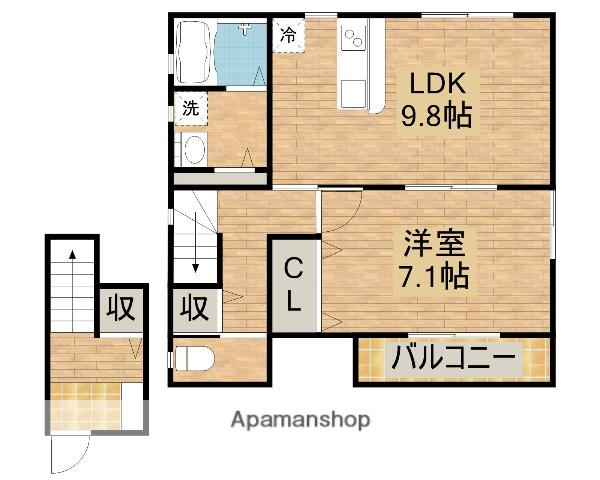 阪和線 北信太駅 徒歩9分 2階建 築9年(1LDK/2階)の間取り写真