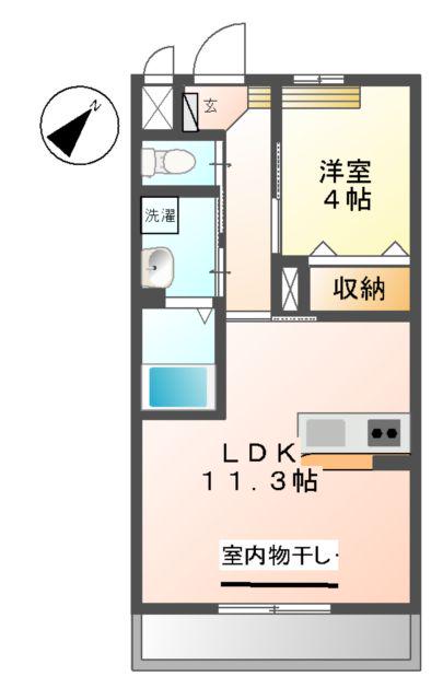 スタービレB棟(1LDK/2階)の間取り写真