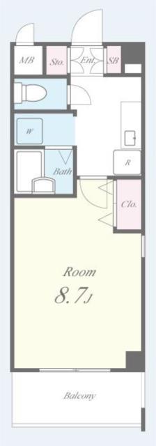 グランドゥール高師浜(1K/4階)の間取り写真