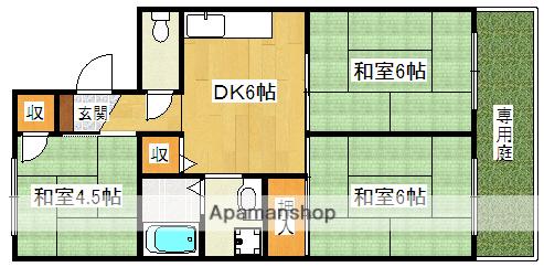 ヴァンヴェールA・B棟(3DK/2階)の間取り写真