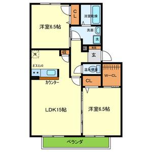 シャーメゾン光明池D棟(2LDK/2階)の間取り写真