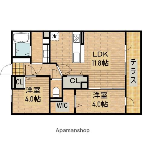 フラットワン鳳(2LDK/1階)の間取り写真