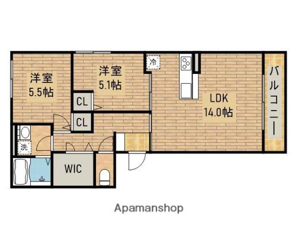 AG COURT(2LDK/2階)の間取り写真