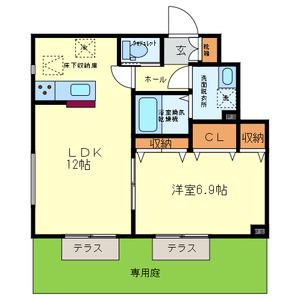 CASA上野芝(1LDK/1階)の間取り写真