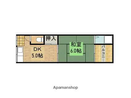 諏訪荘(ワンルーム/2階)の間取り写真