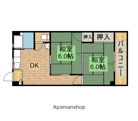 マンション平岡(2DK/1階)の間取り写真