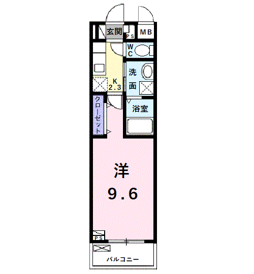 ユウパレス和泉中央(1K/2階)の間取り写真