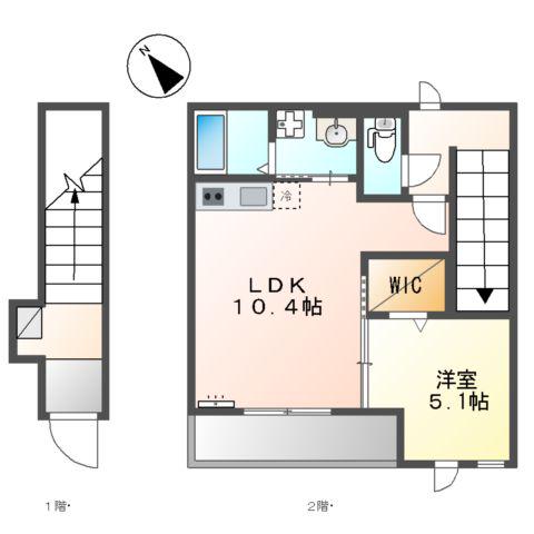 ルキアスF(1LDK/2階)の間取り写真