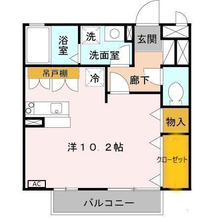 グレイスコート(ワンルーム/2階)の間取り写真