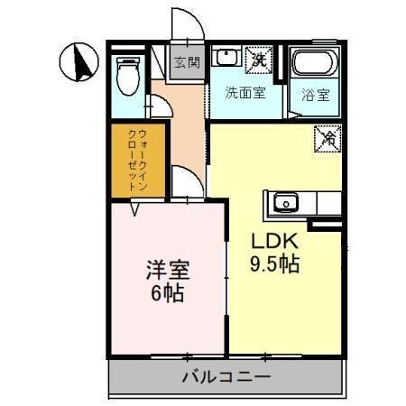 クレセント(1LDK/2階)の間取り写真