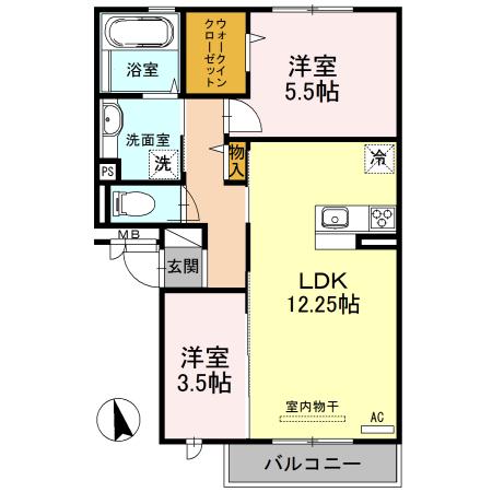 クオーレ(2LDK/3階)の間取り写真