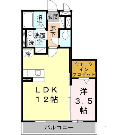 グランシャリオ鳳(1LDK/2階)の間取り写真