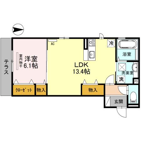 南海電鉄泉北線 深井駅 徒歩14分 3階建 築11年(1LDK/1階)の間取り写真