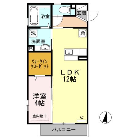 パークサイドカーサ(1LDK/3階)の間取り写真