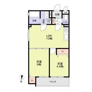 CASA CALMA菱木(2LDK/3階)の間取り写真