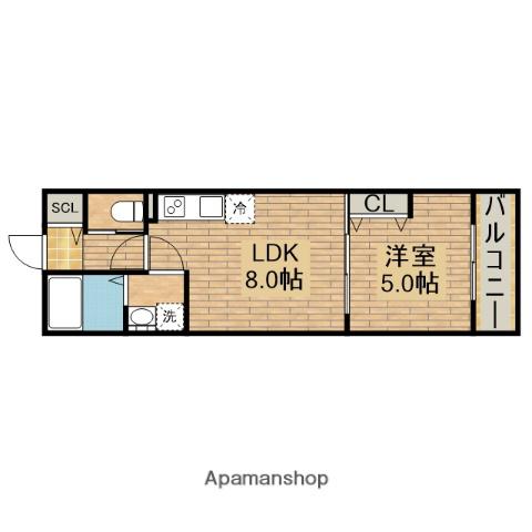 REVITA鳳北町3丁(1LDK/1階)の間取り写真