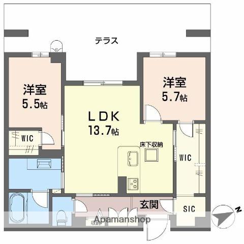 アルテーヌ浜寺元町(2LDK/1階)の間取り写真