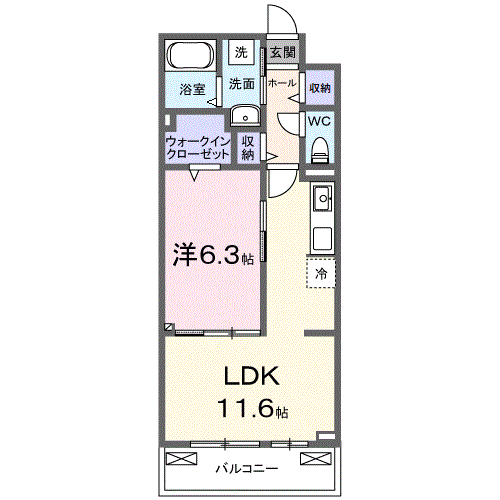 ベル ハイネス(1LDK/3階)の間取り写真