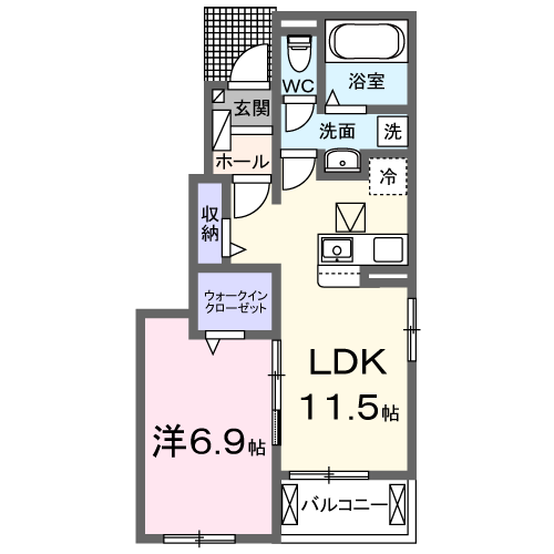 リッツ・レジデンスココ(1LDK/1階)の間取り写真