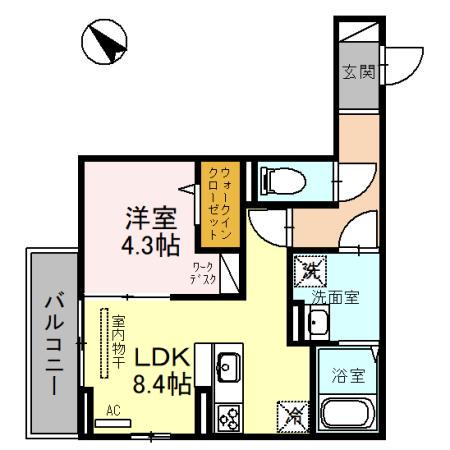ブラン・キューブ(1LDK/3階)の間取り写真