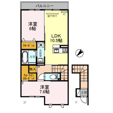 龍ノ樹マンションII(2LDK/1階)の間取り写真