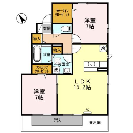 オークブレスII(2LDK/1階)の間取り写真