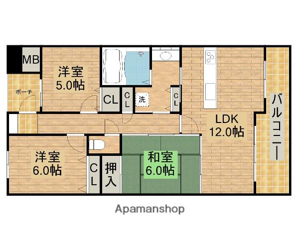 リビオ上野芝ガーデンズ(3LDK/9階)の間取り写真