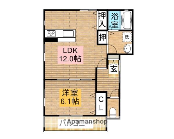 クベール(1LDK/1階)の間取り写真