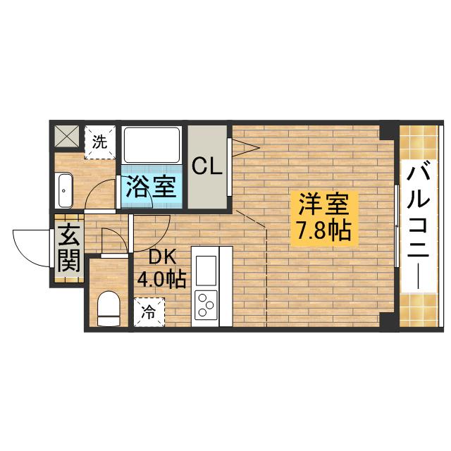 PRIMO鳳(1K/4階)の間取り写真