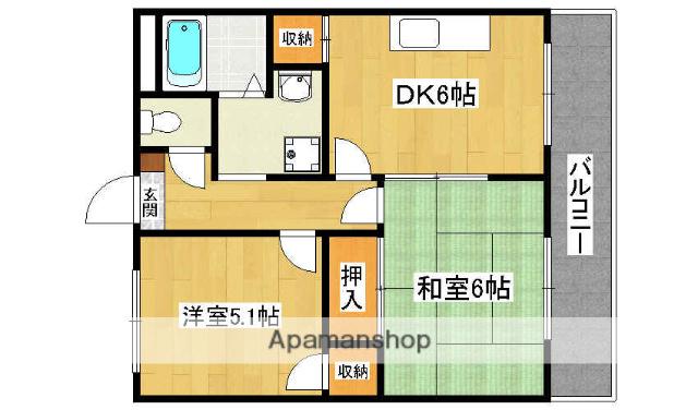 マリンプラザ諏訪森(2DK/2階)の間取り写真