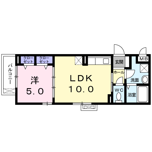 ラガーコート(1LDK/2階)の間取り写真