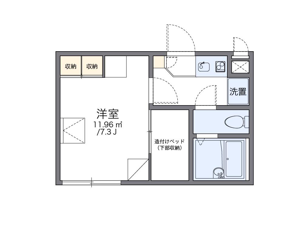 レオパレスセジュール新保(1K/1階)の間取り写真