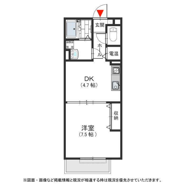 FELICE A棟(1DK/1階)の間取り写真