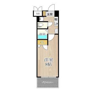 CITY SPIRE北梅田(1K/6階)の間取り写真