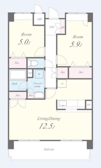 ハーヴェスト今川2番館(2LDK/3階)の間取り写真
