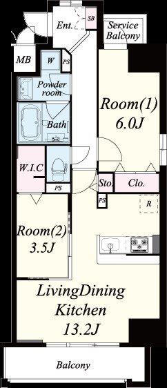 サンセール海老江(2LDK/2階)の間取り写真