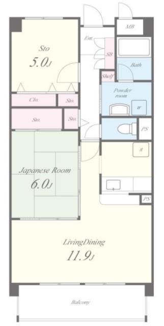ジョワドゥヴィーヴル(1SLDK/3階)の間取り写真