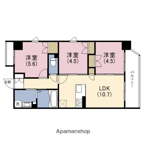 大拓ハイツ22(3LDK/3階)の間取り写真